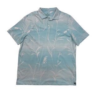 Nat Nast Polo Shirt Mens XL White Lake Blue Floral Leaf Cotton Blend Golf